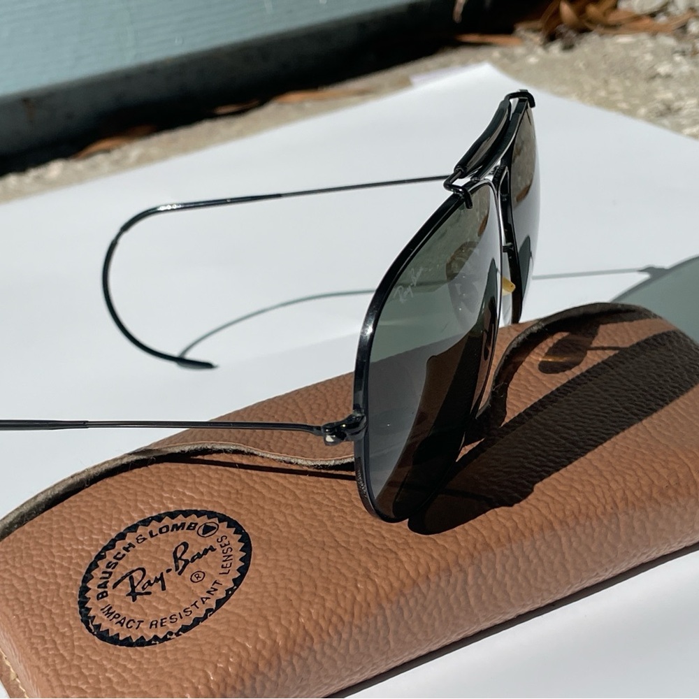 Vintage B&L Ray-Ban Outdoorsman RARE Black Chrome 62mm CableTemples G-15 w/case - Picture 11 of 17